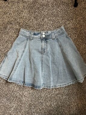 Light Blue Denim Flared Mini Skirt - Kids Art Class
